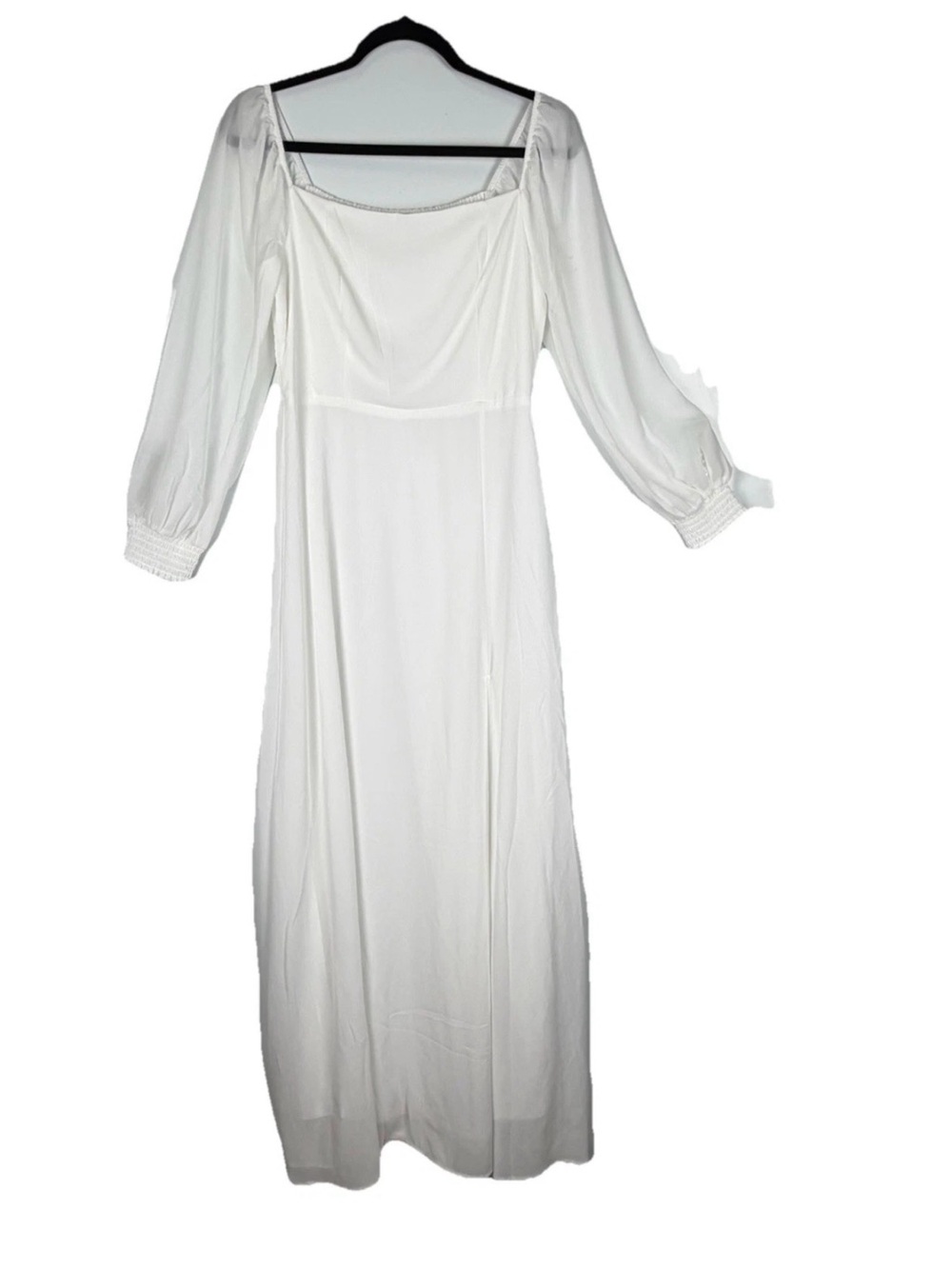 BalticBorn Giselle Long Sleeve Square Neck White Maxi Dress Sz L - Picture 3 of 10